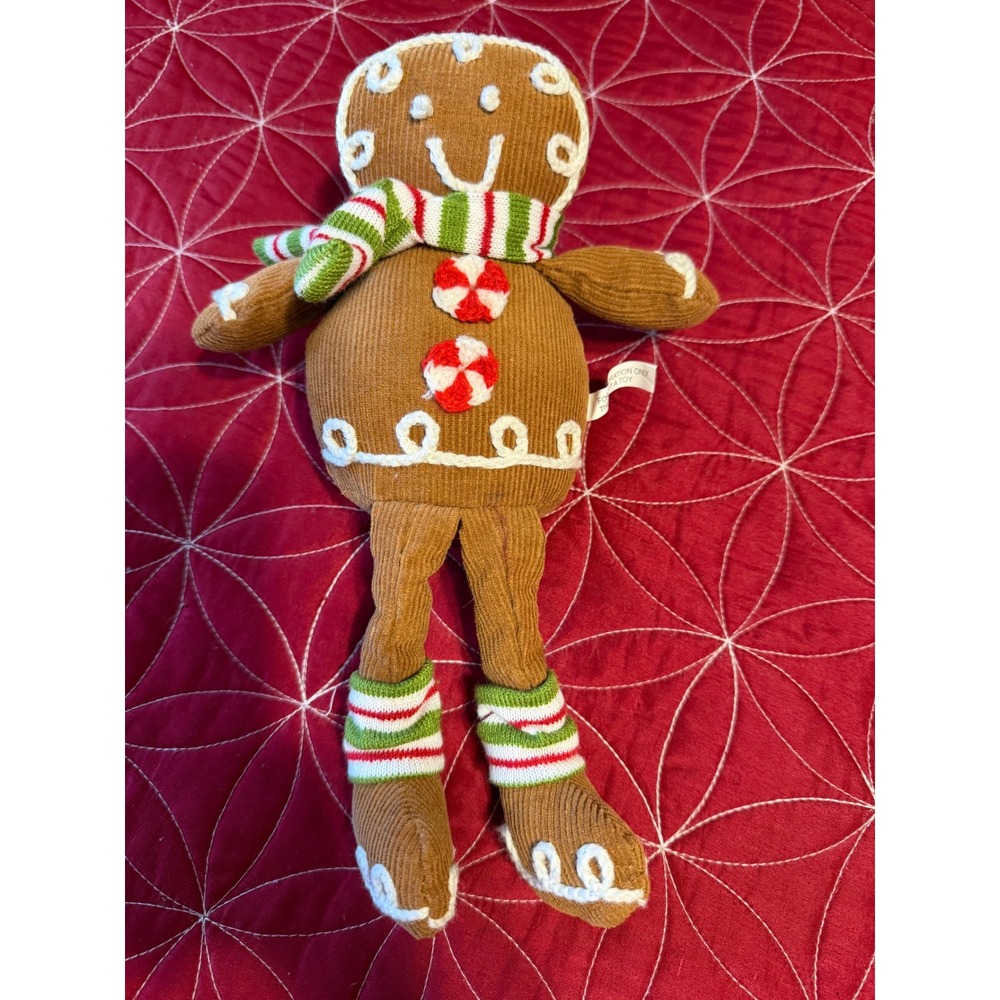 Vtg Corduroy Gingerbread Man Christmas Holiday Decoration Stuffed Toy Festive